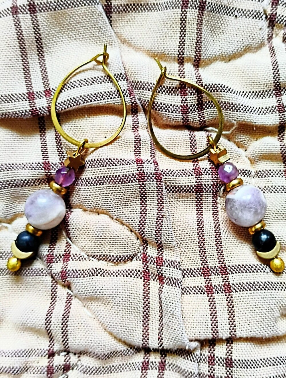 Cosmic Handmade Dream Amethyst Charm Hoops